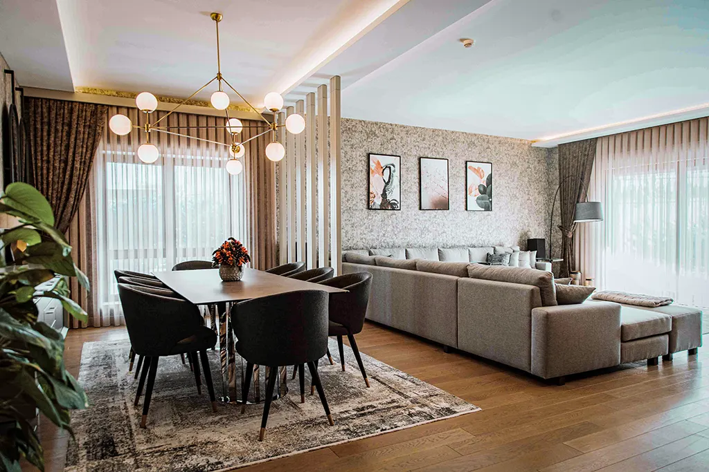 Ruler İç Mimarlık — modern konut oturma alanı tasarımı, doğal malzemeler