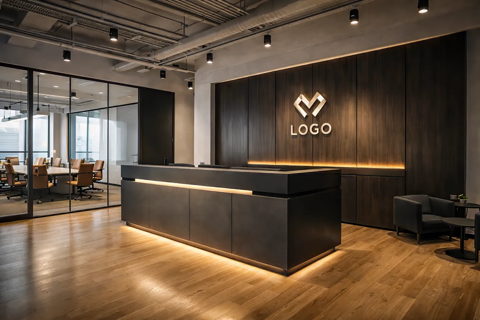 Açık plan ofis kurumsal imaj — profesyonel çalışma ortamı tasarımı