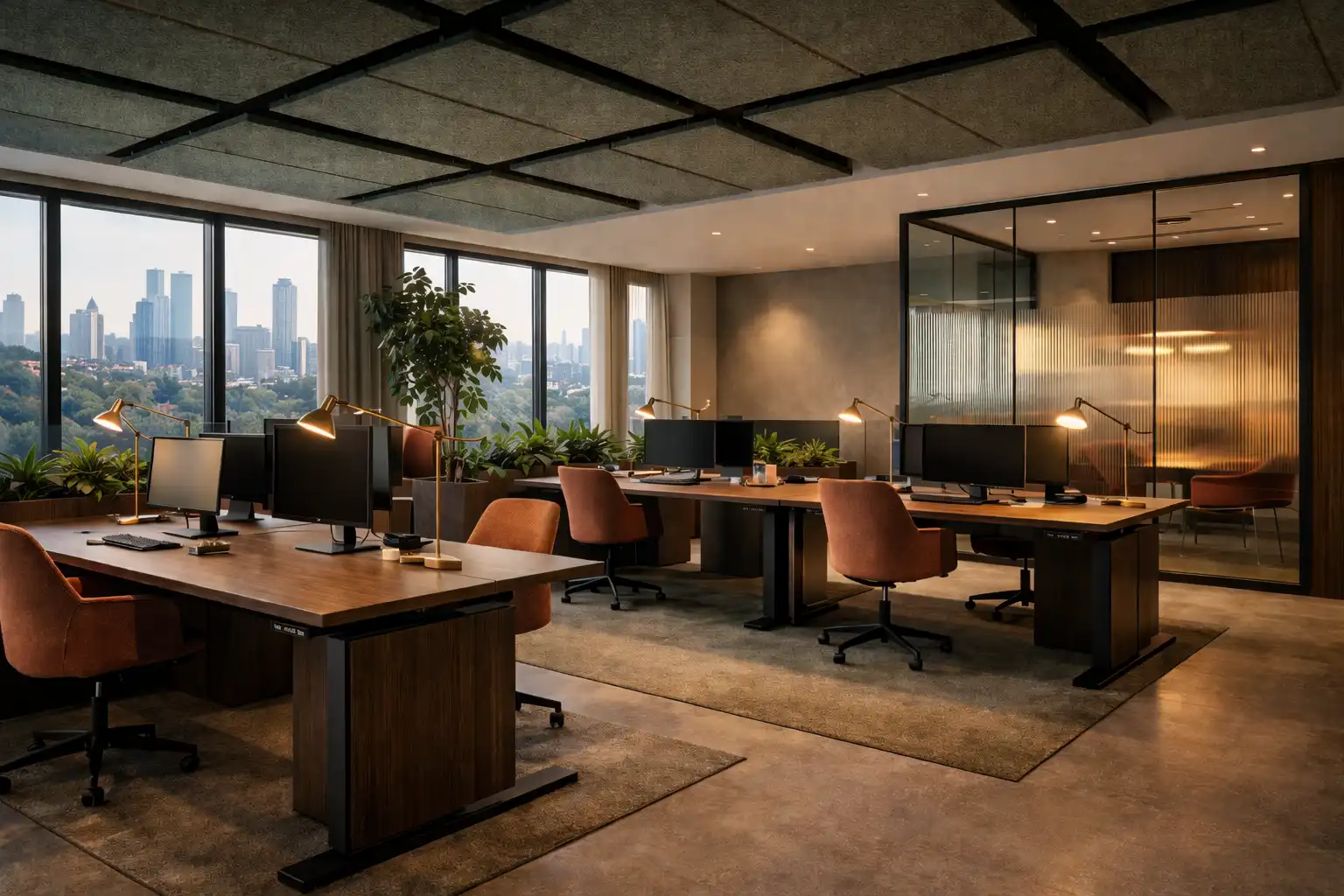 Kurumsal ofis verimlilik odaklı tasarım — ergonomik çalışma alanları