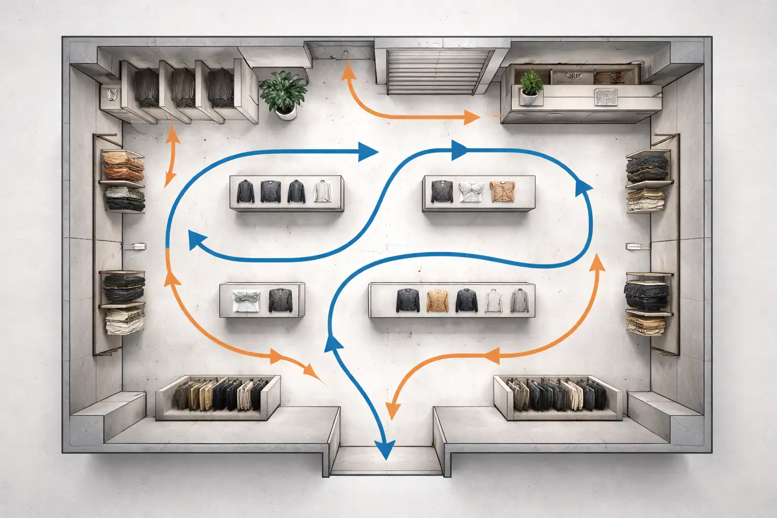 Mağaza müşteri akış düzenlemesi — satın alma yolculuğu planlaması
