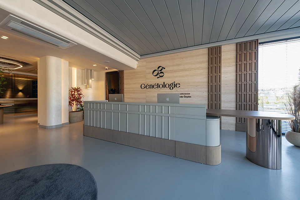 Genetologie klinik resepsiyon ve karşılama alanı tasarımı